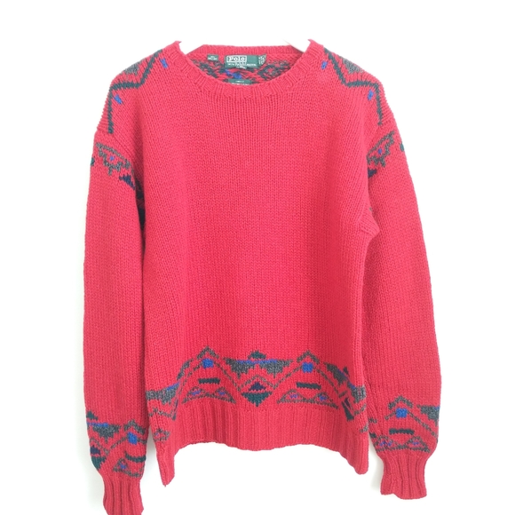 Vintage Polo by Ralph Lauren Red Wool Boys Sweater - Picture 3 of 12